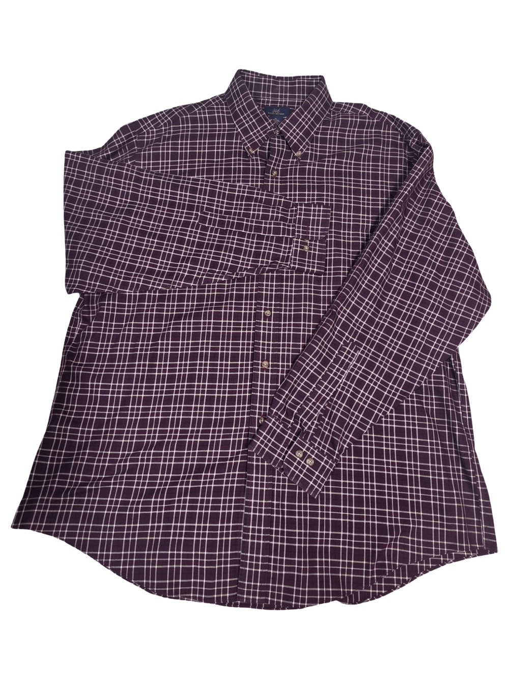 Brooks Brothers XL Plaid Button Down Shirt Non Iron Cotton Mens Burgundy
